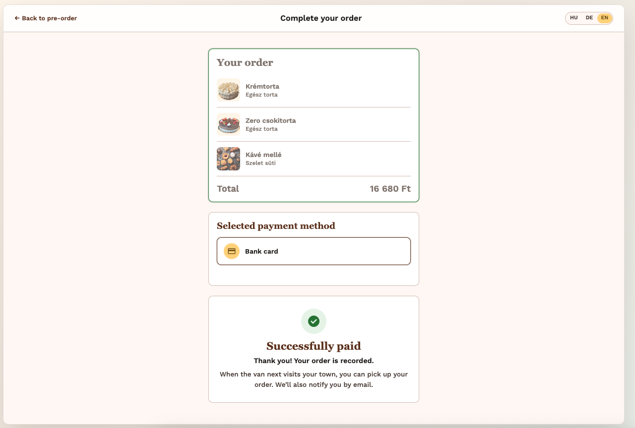 Order confirmation with successfully paid message