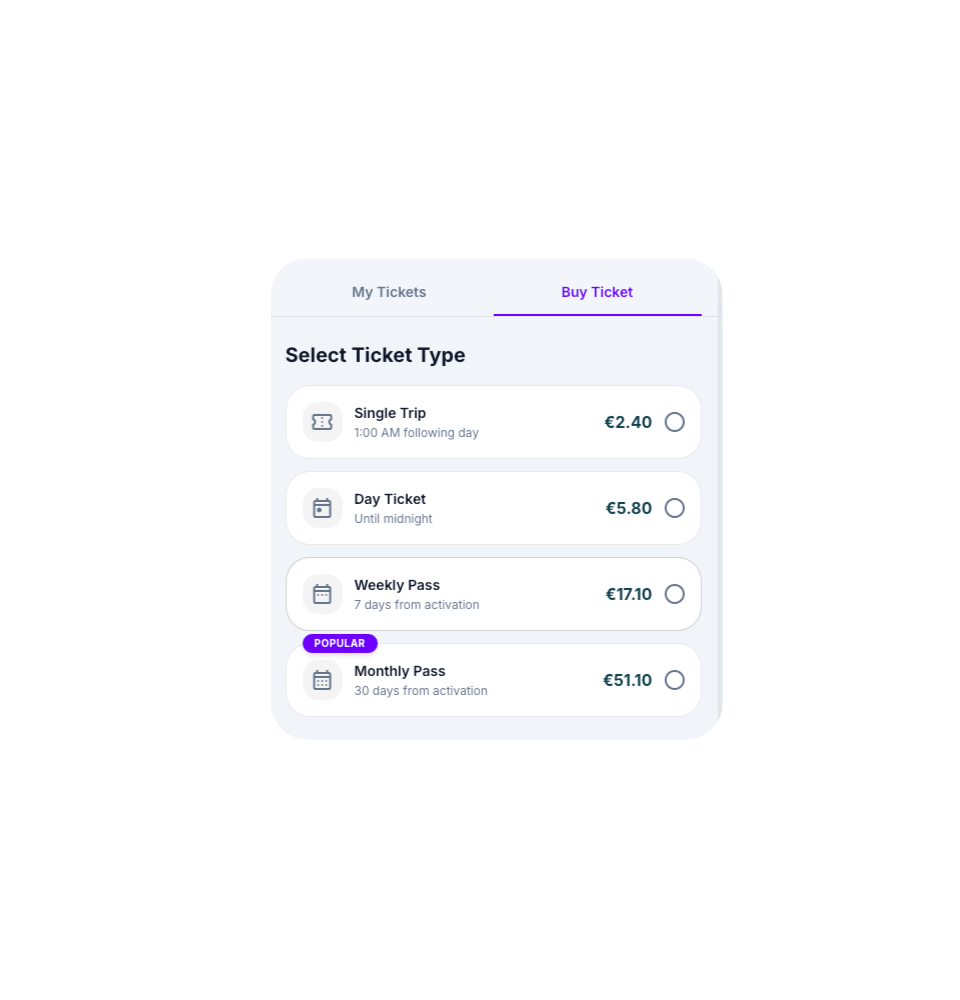 Tickets Screen (Light)